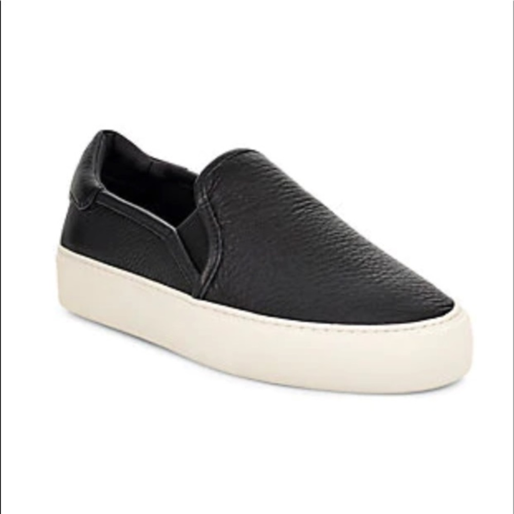 UGG Black Slip-On Leather Platform Sneakers